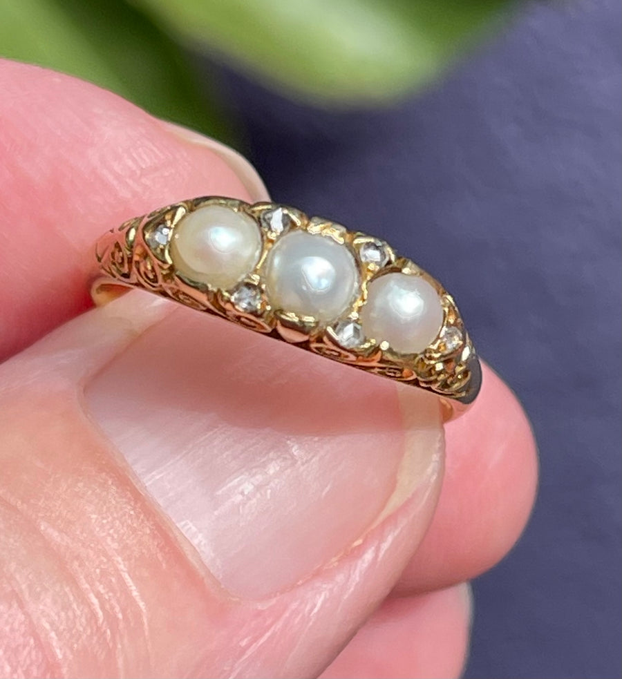 18ct Victorian Pearl and Diamond ring