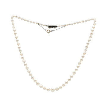 Vintage Graduated Akoya Pearl Necklace with Silver Marcasite Clasp.