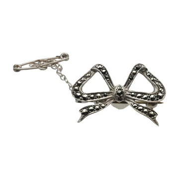 Vintage Silver and Marcasite Bow Brooch