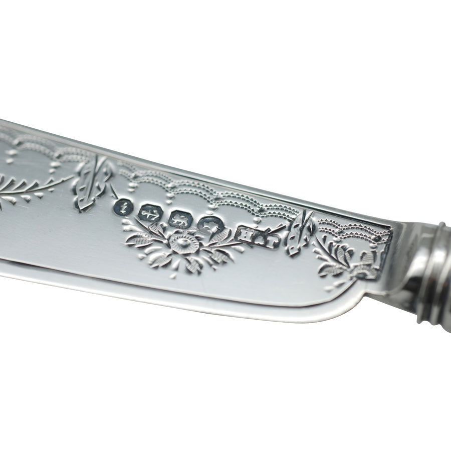 Victorian Sterling Silver & Mother of Pearl Butter Knife - hallmark
