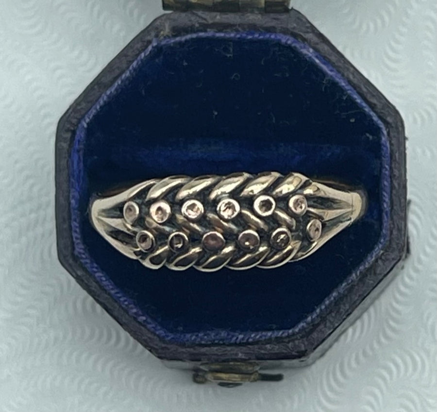 Antique Edwardian 9ct Rose Gold Keeper Ring .