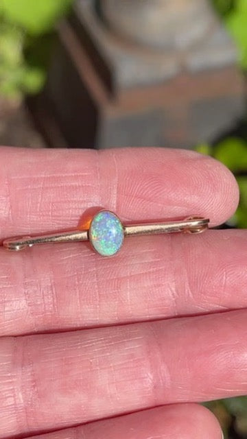 Antique 9ct Rose Gold Opal Bar Brooch/Tie Pin.