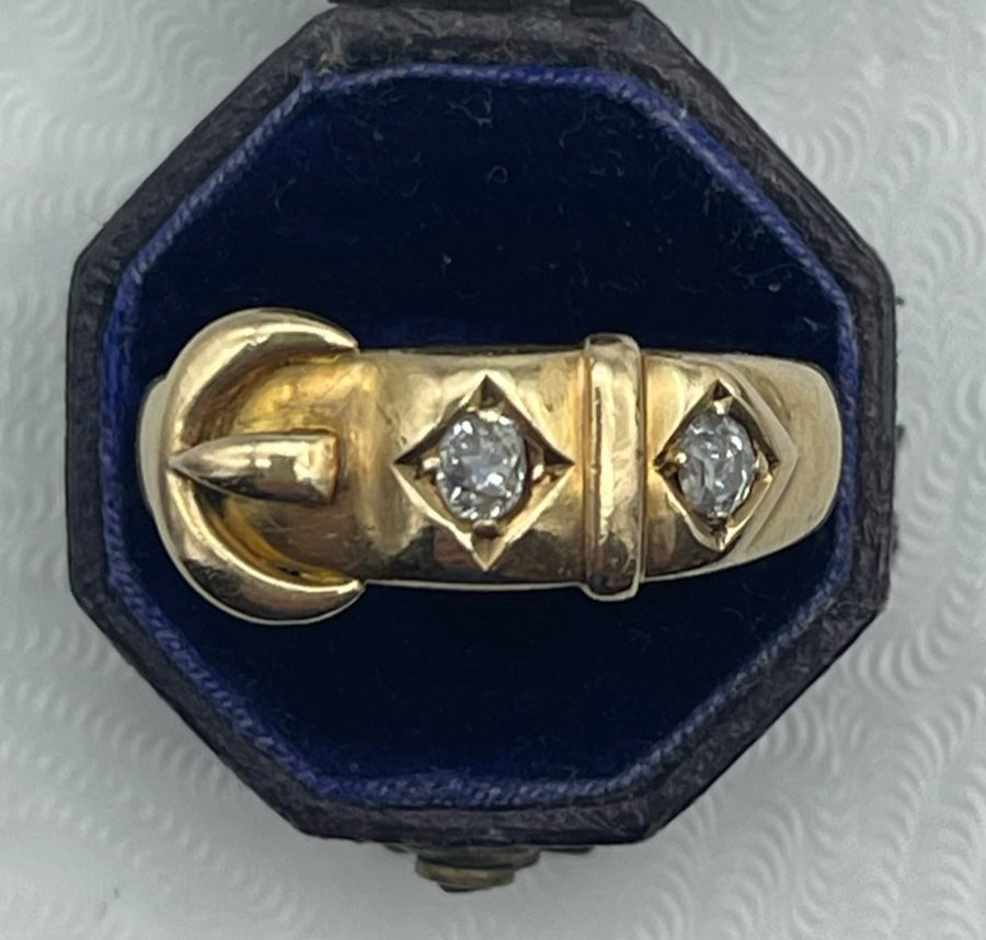 Antique Edwardian 18ct Gold and Diamond Buckle Ring