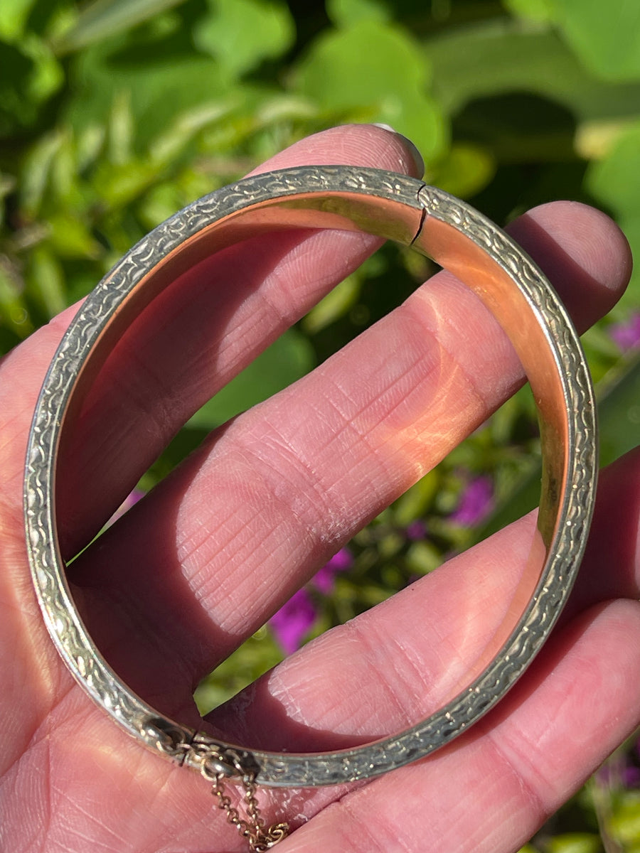 Vintage Engraved Silver Gilt Bracelet