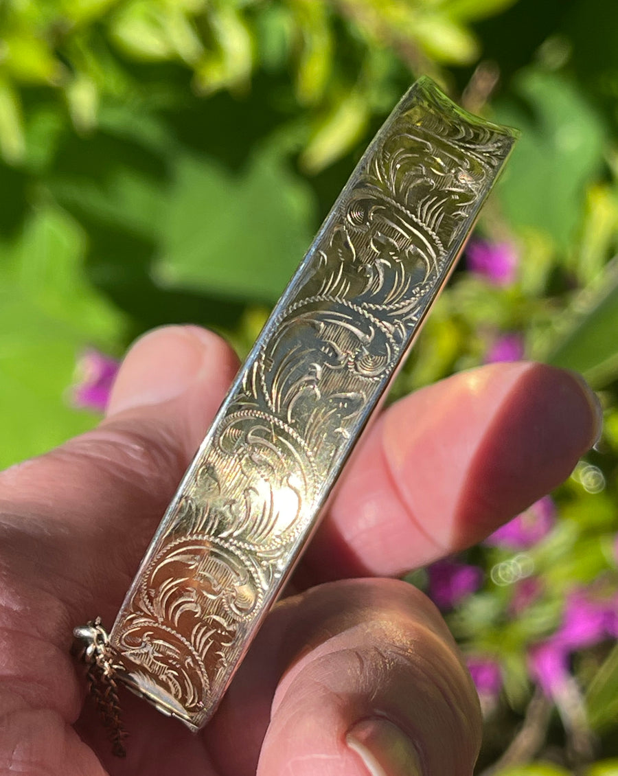 Vintage Engraved Silver Gilt Bracelet