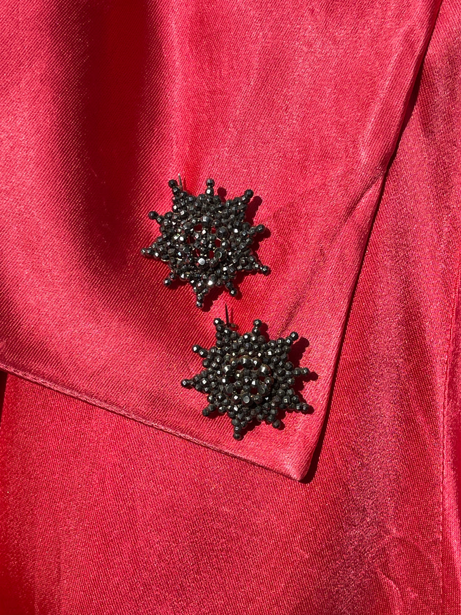 Pair of Georgian cut steel star brooches