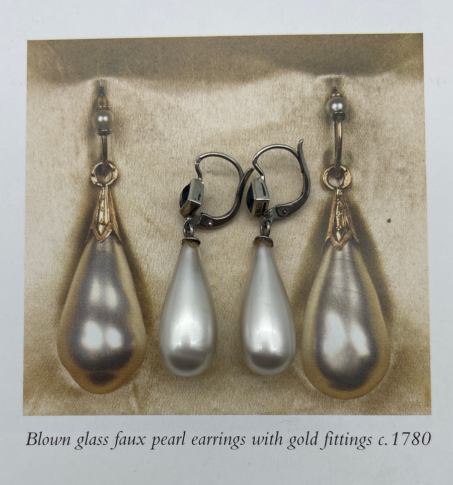 Art Deco French Blown Pearl and Paste Earrings