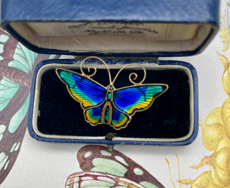Vintage David Anderson Silver and Enamel Butterfly brooch/pin.