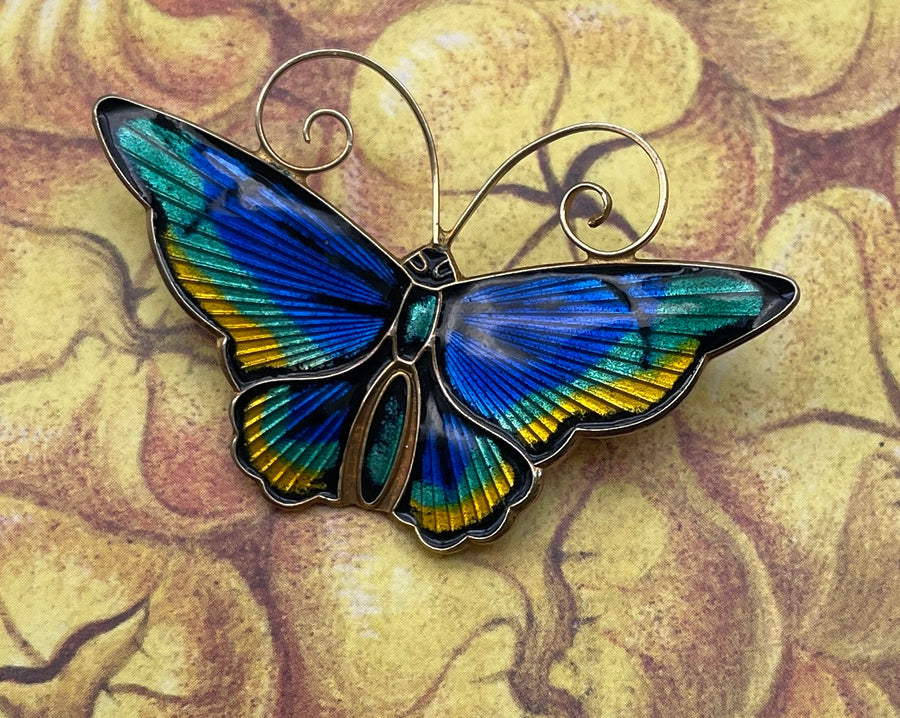 Vintage David Anderson Silver and Enamel Butterfly brooch/pin.