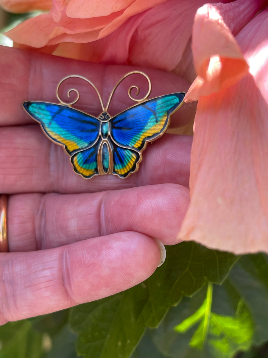 Vintage David Anderson Silver and Enamel Butterfly brooch/pin.