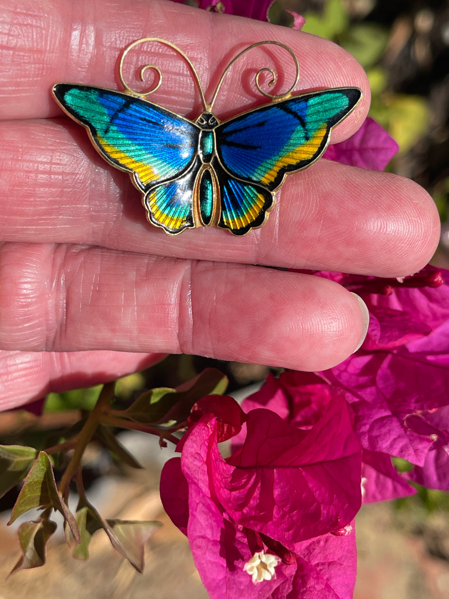 Vintage David Anderson Silver and Enamel Butterfly brooch/pin.