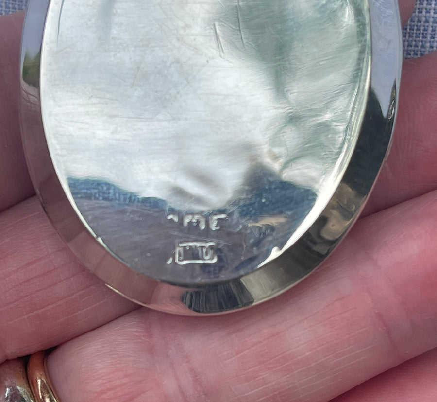 Antique Aesthetic Movement Large Silver Locket and Silver Collar.