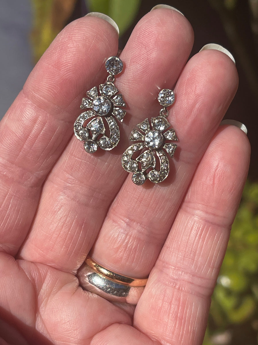 Antique Deco Sterling Silver and Paste Earrings