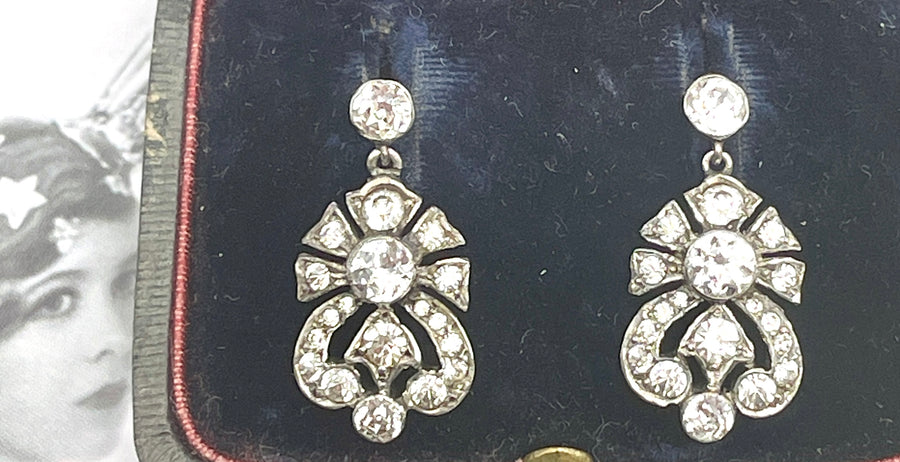 Antique Deco Sterling Silver and Paste Earrings
