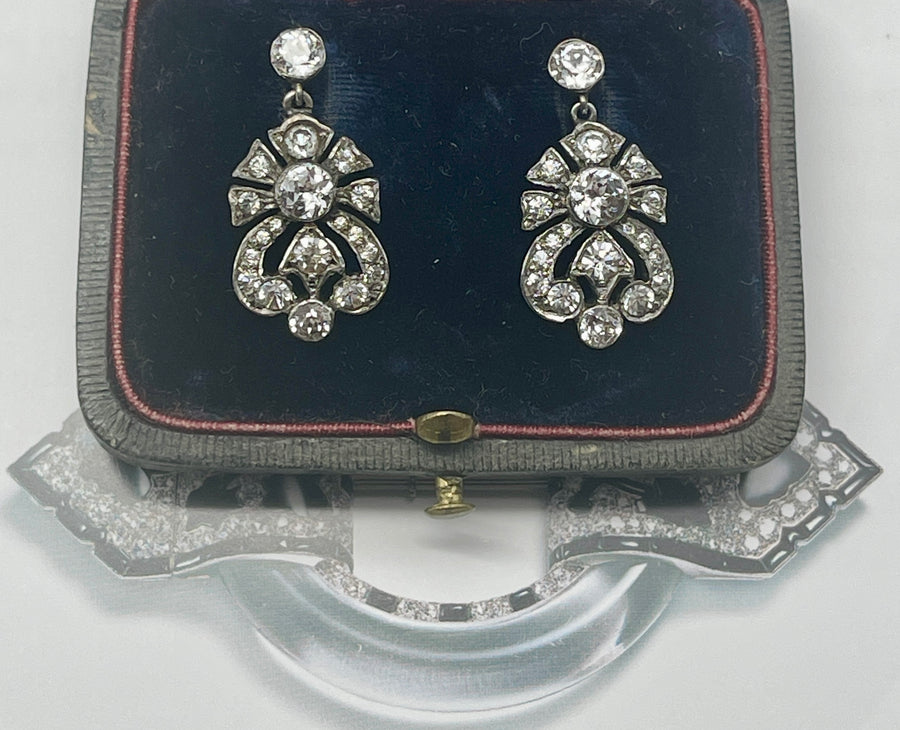 Antique Deco Sterling Silver and Paste Earrings