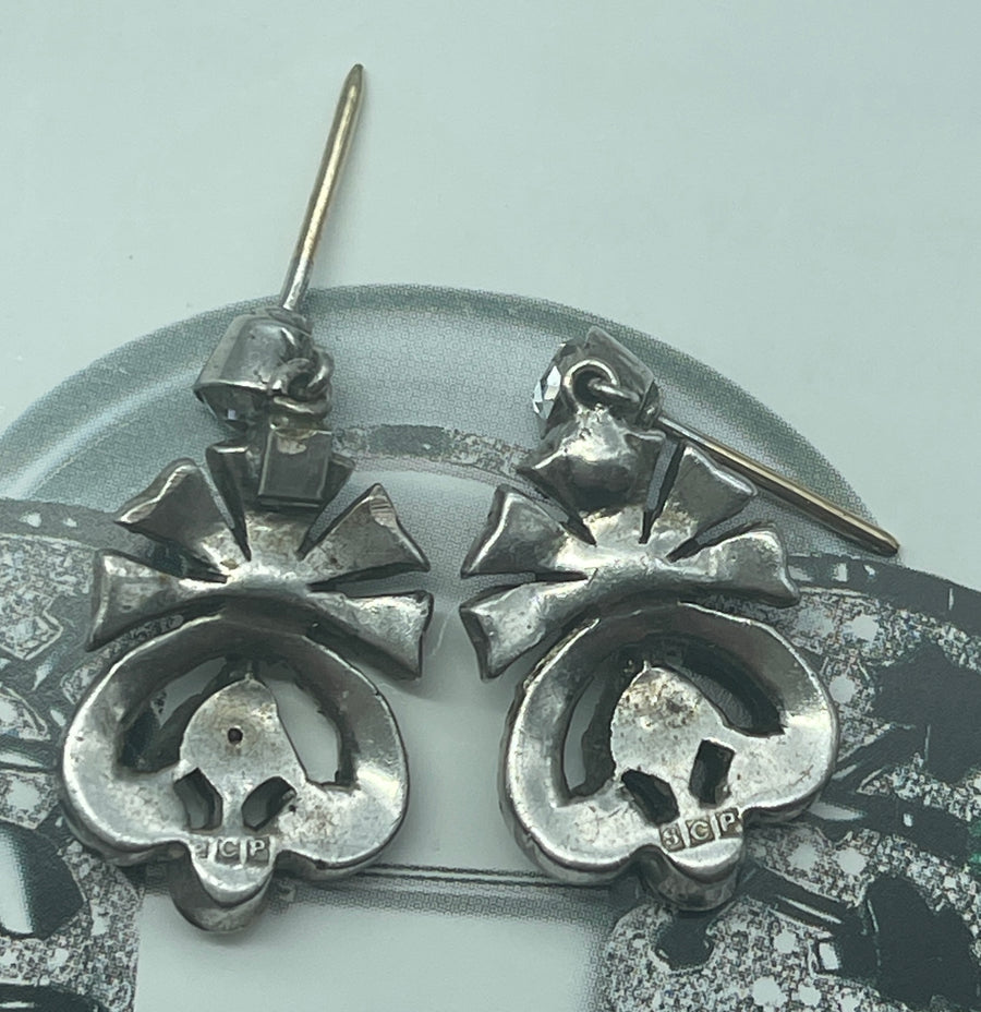 Antique Deco Sterling Silver and Paste Earrings