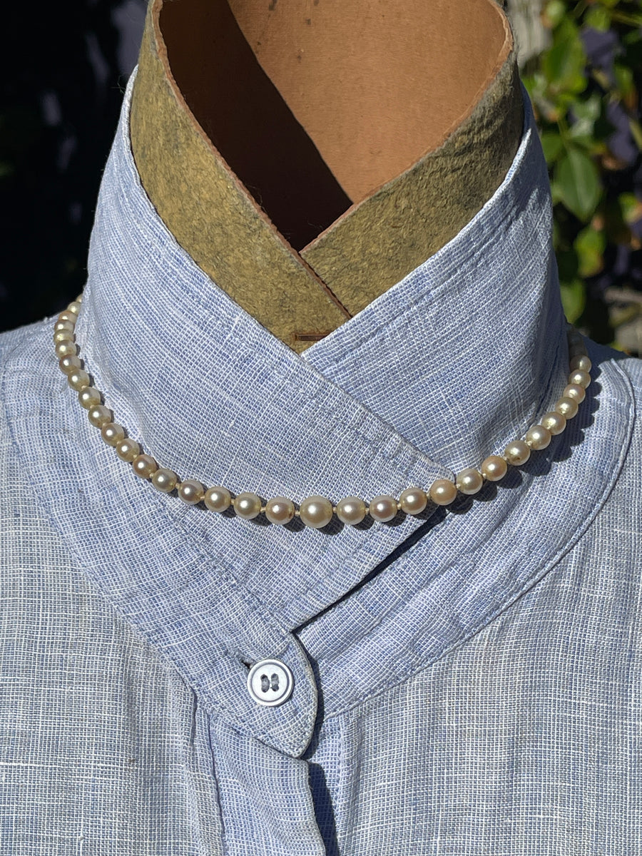 Vintage Cultured Akoya Pearls with Marcasite and Silver Clasp