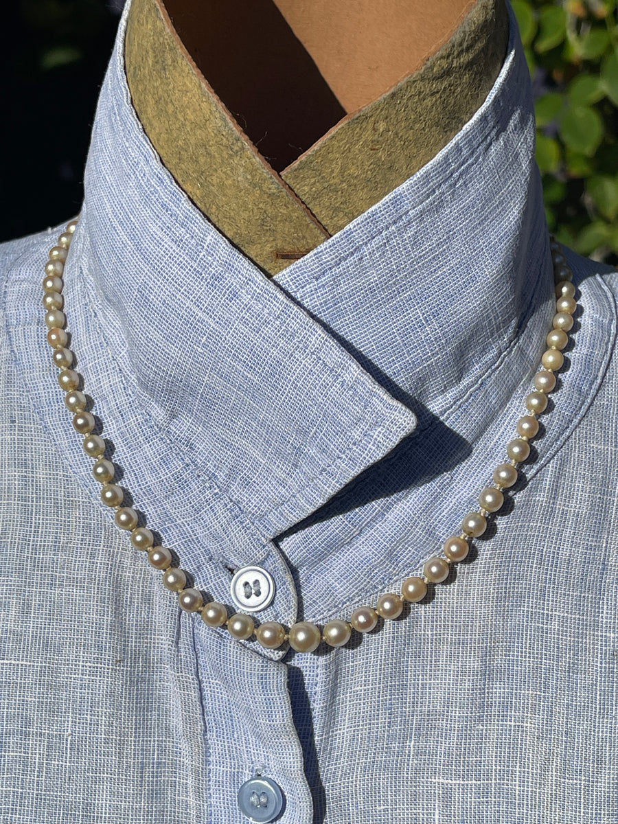Vintage Cultured Akoya Pearls with Marcasite and Silver Clasp