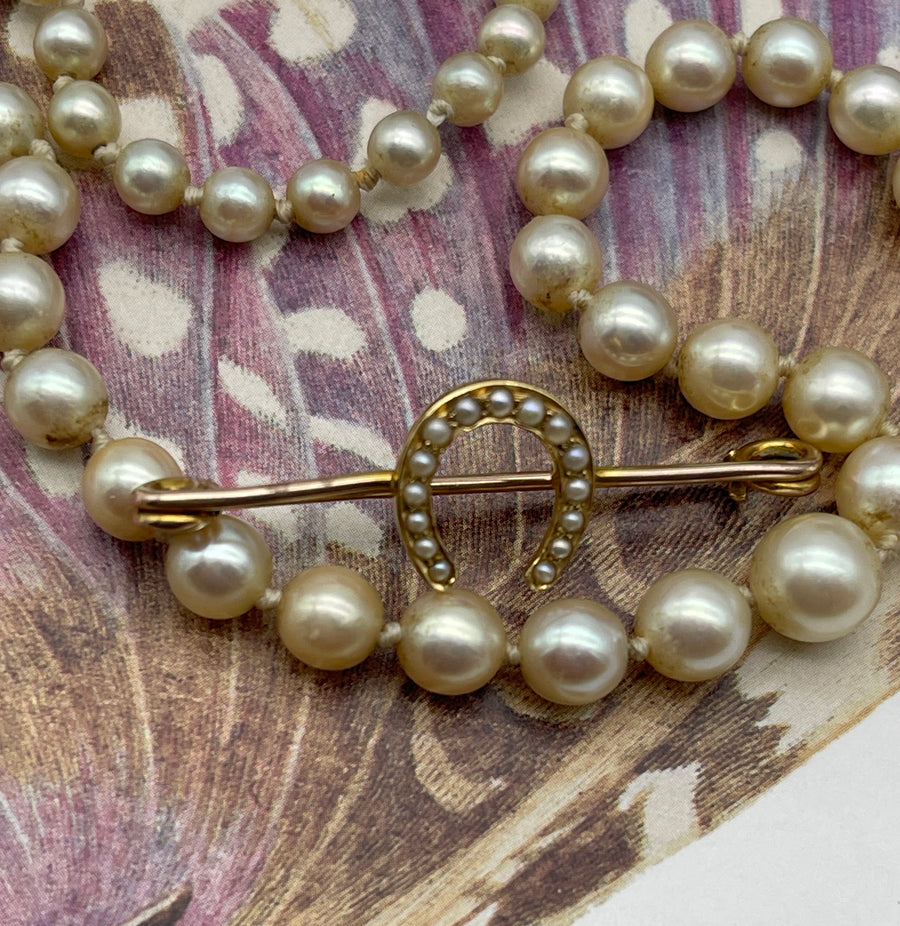 Vintage Cultured Akoya Pearls with Marcasite and Silver Clasp