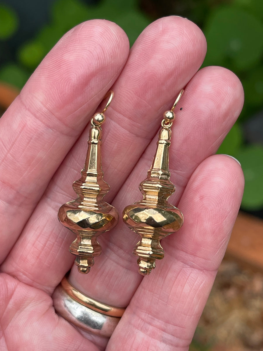 Antique 9ct Rose Gold Edwardian Drop Earrings