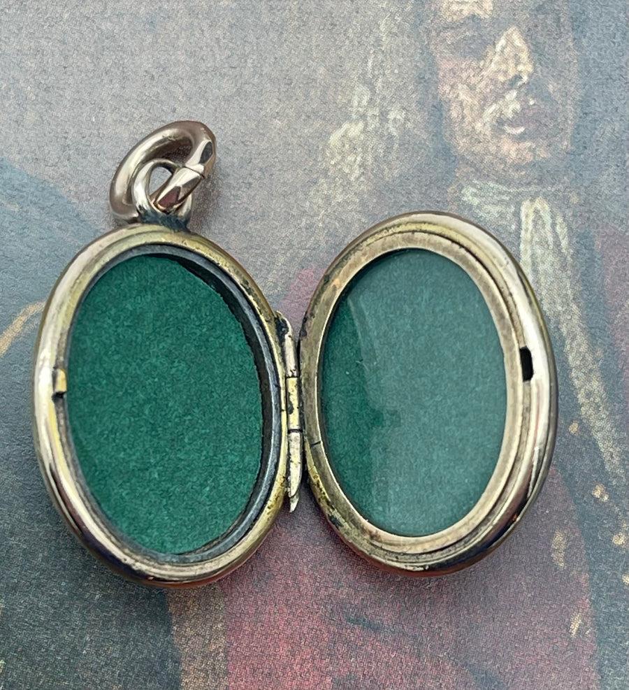 Antique Double Sided 9ct Rose Gold ,Chalcedony and Bloodstone Agate Locket