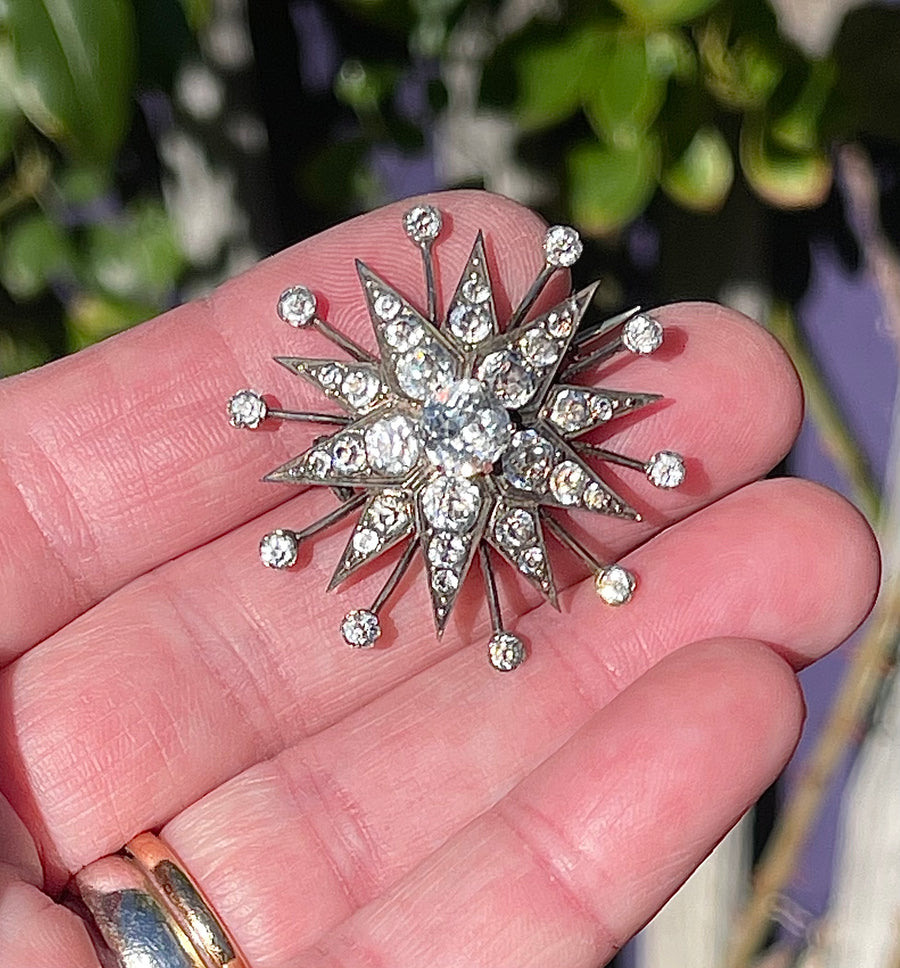Victorian Silver and Paste Starburst Brooch