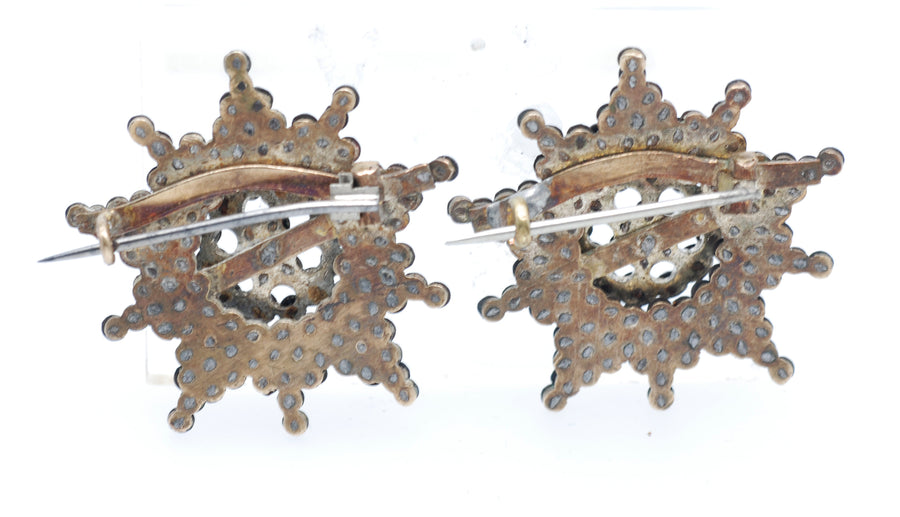 Pair of Georgian cut steel star brooches