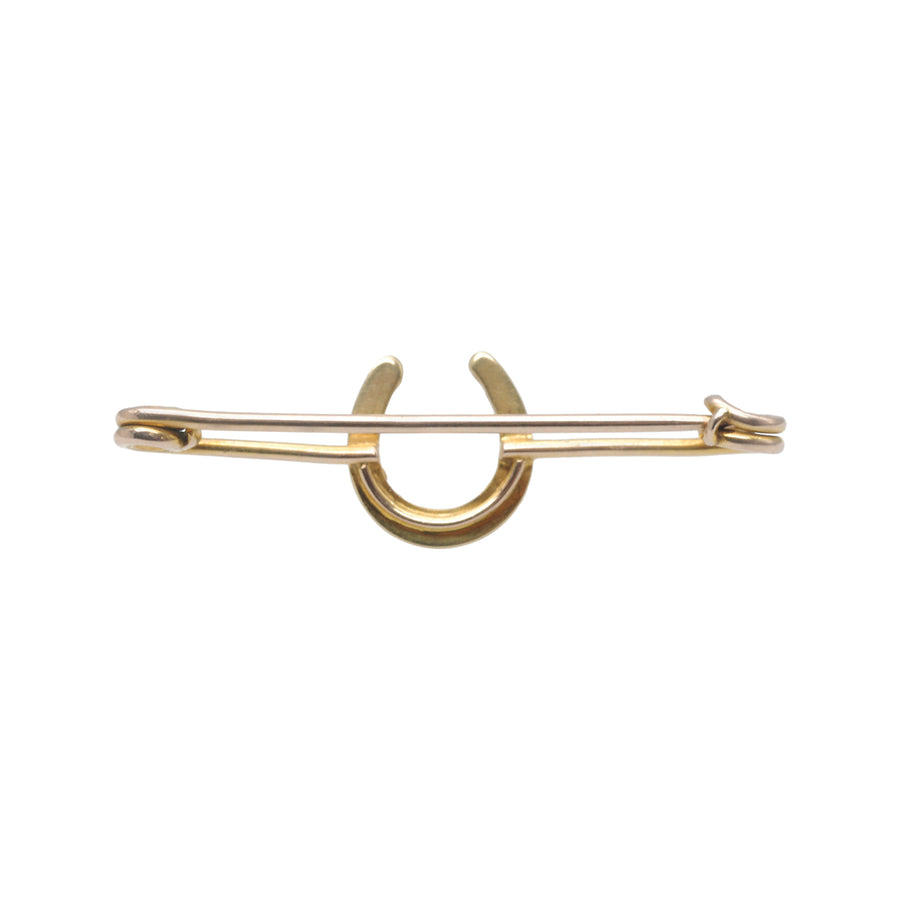 Antique 15ct Gold and Pearl Horseshoe Bar Brooch/ Stock Pin.