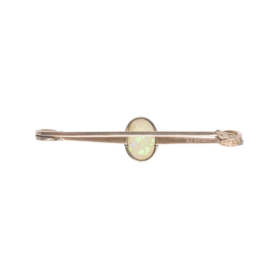 Antique 9ct Rose Gold Opal Bar Brooch/Tie Pin.