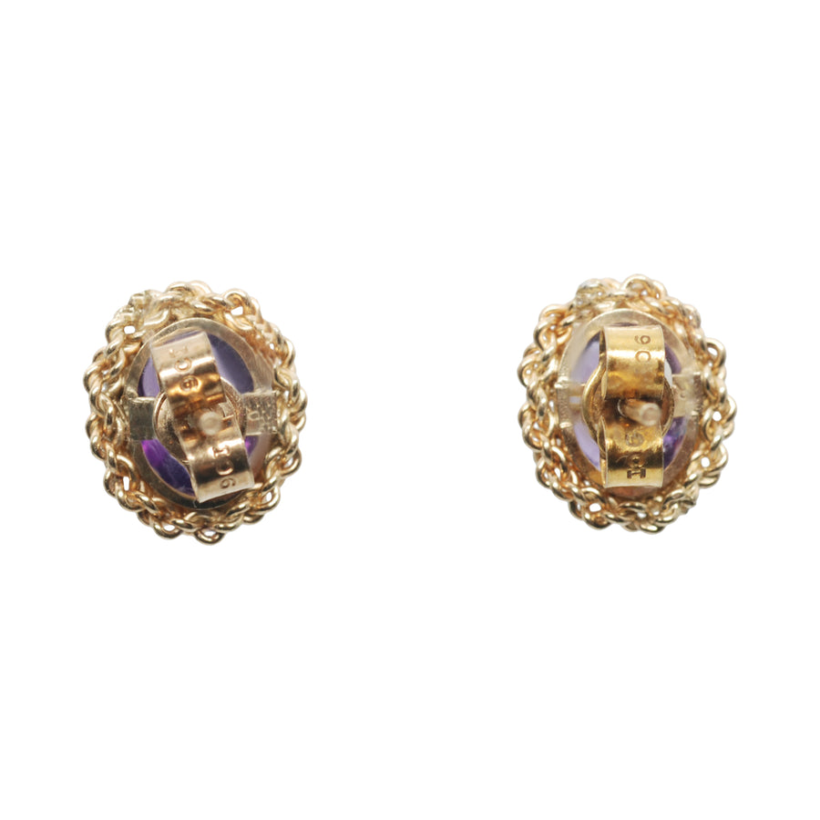 Vintage 9ct Gold and Amethyst Earrings