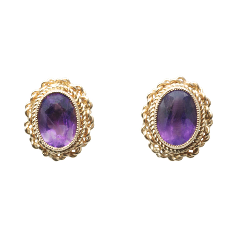 Vintage 9ct Gold and Amethyst Earrings