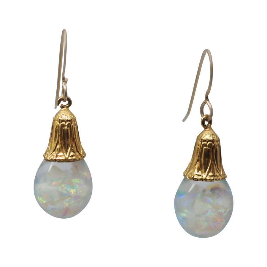 14kt Deco Horace Welch Floating Opal Earrings