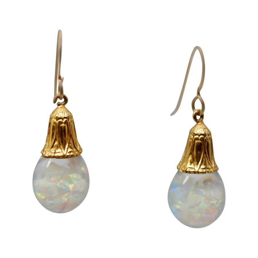 14kt Deco Horace Welch Floating Opal Earrings