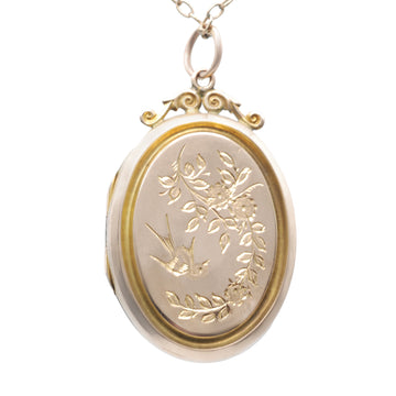 Antique Oval 9ct Rose Gold Engraved Locket.