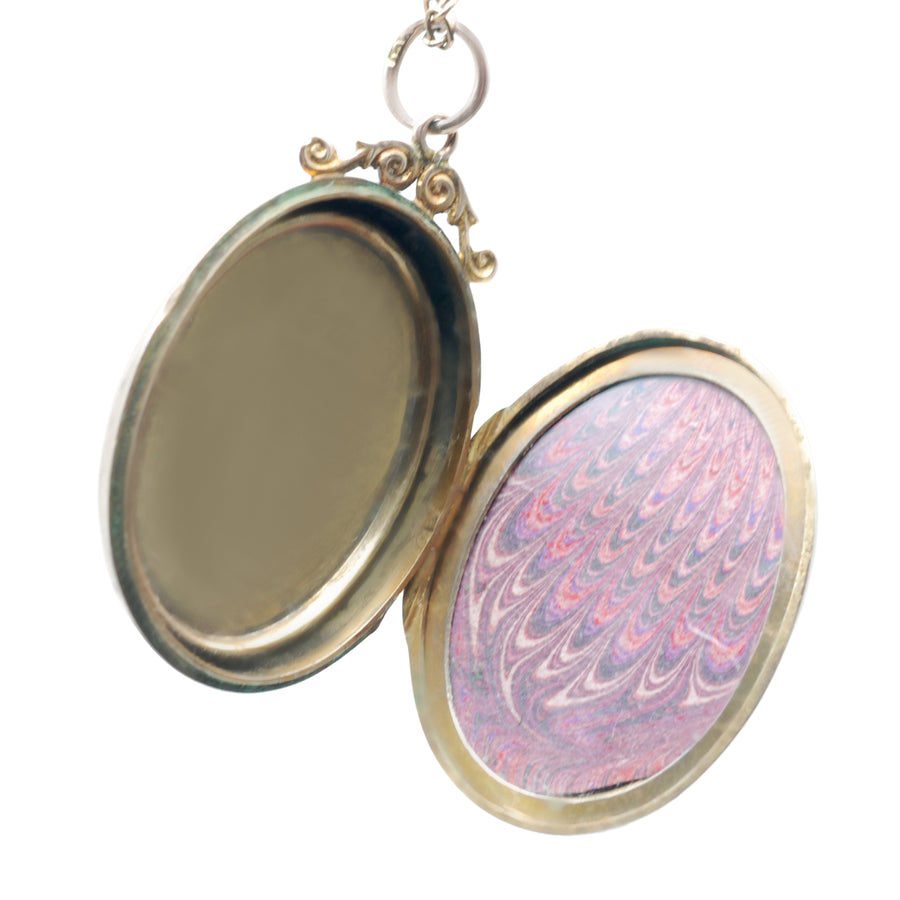 Antique Oval 9ct Rose Gold Engraved Locket.