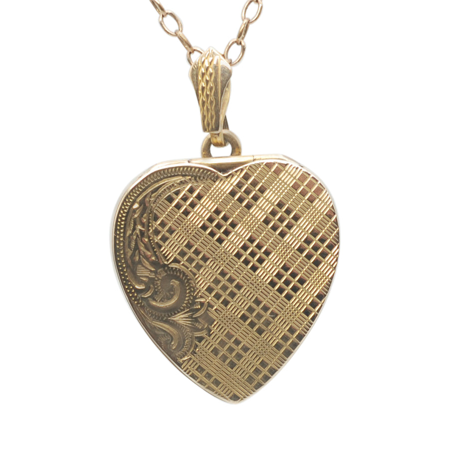 Antique Deco 9ct Gold Back and Front Heart Locket with Tartan Engraving