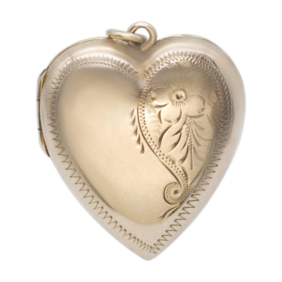 Antique 9ct Back and Front Plump Heart Locket With Engraving.