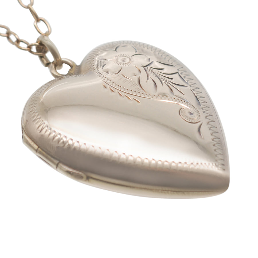 Antique 9ct Back and Front Plump Heart Locket With Engraving.