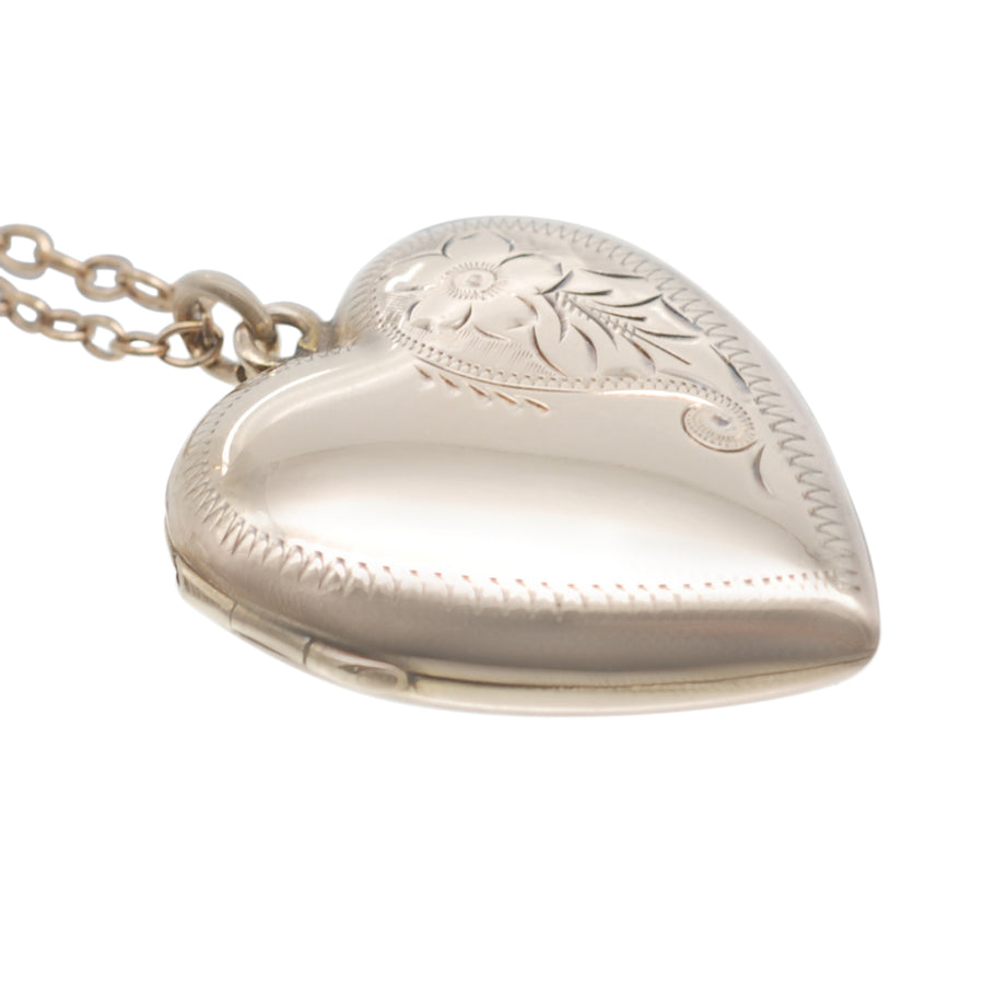 Antique 9ct Back and Front Plump Heart Locket With Engraving.