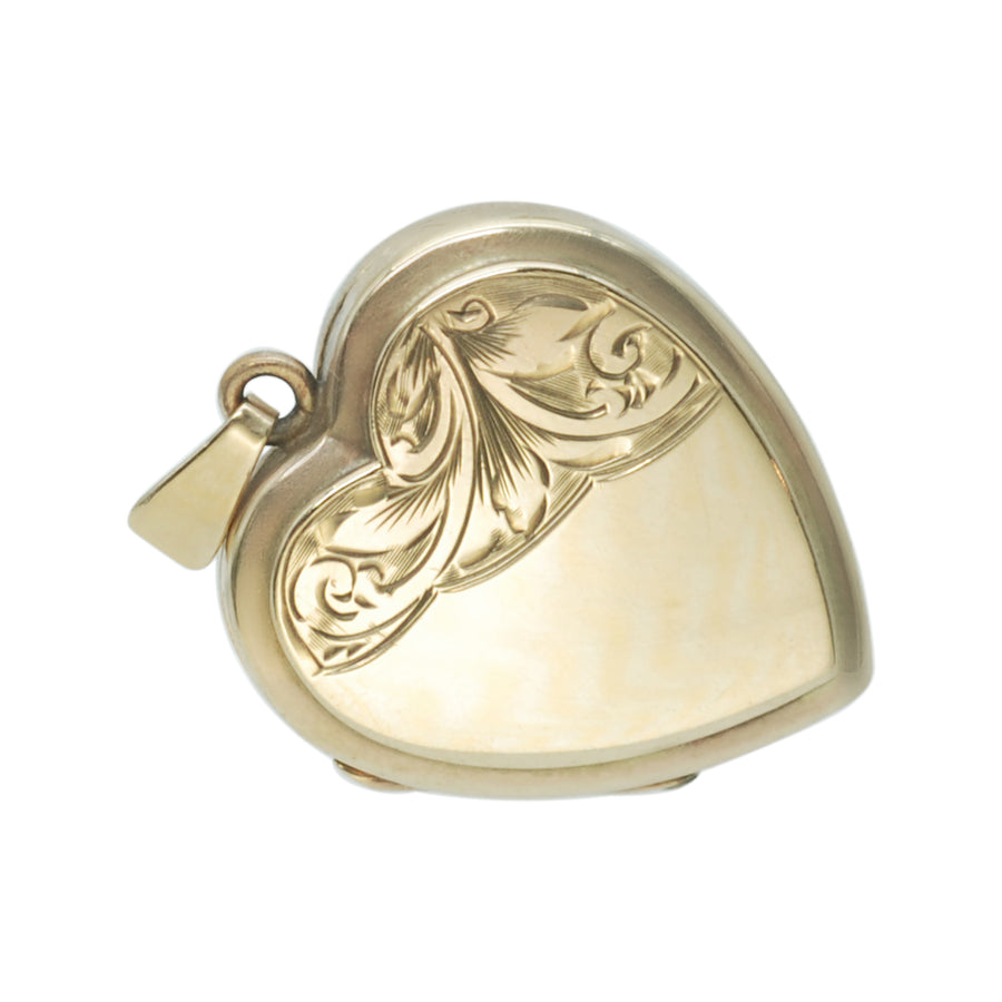 Antique Deco 9ct Back and Front Heart Locket with Engraving.