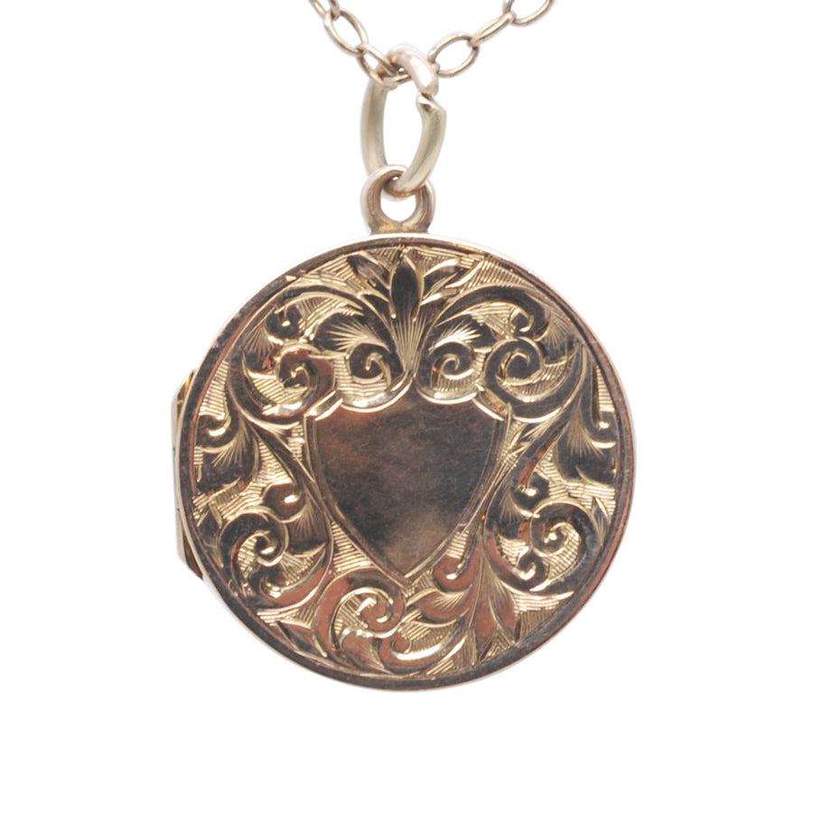 Antique 9ct Rose Gold  Hallmarked Round Engraved Locket