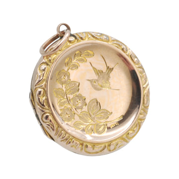 Antique 9ct Rose Gold  Front and Back Swallow Locket.