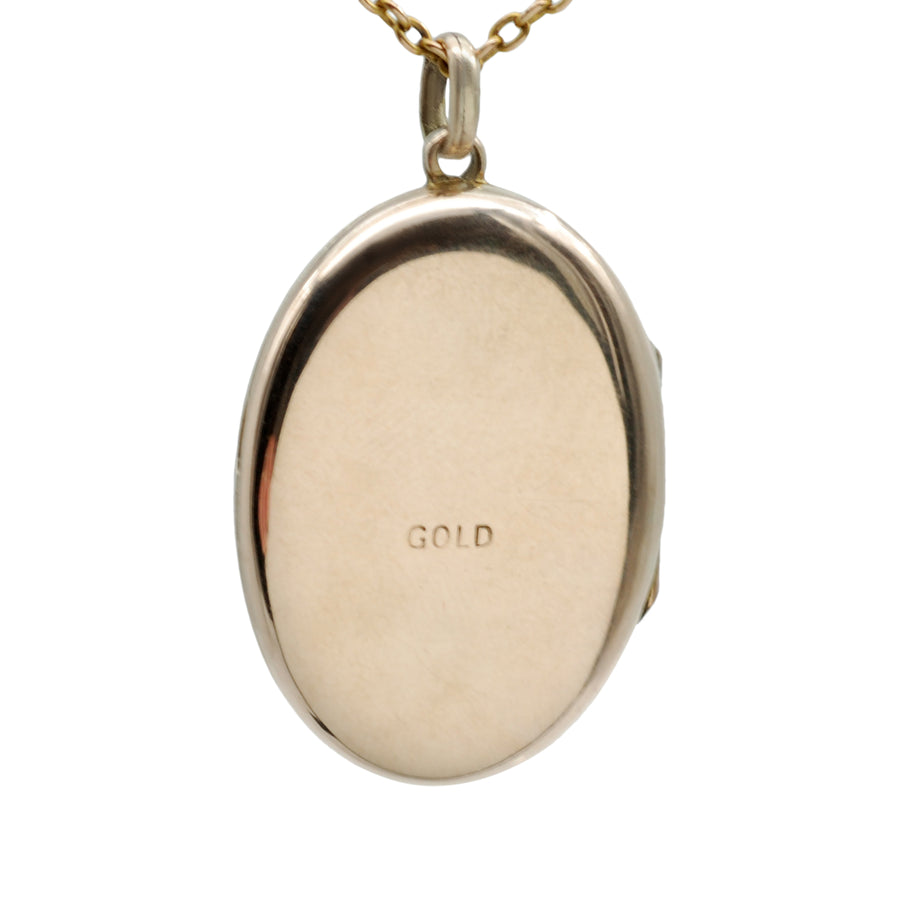 Antique 9ct Rose Gold Locket With Pearl and Red Stone.