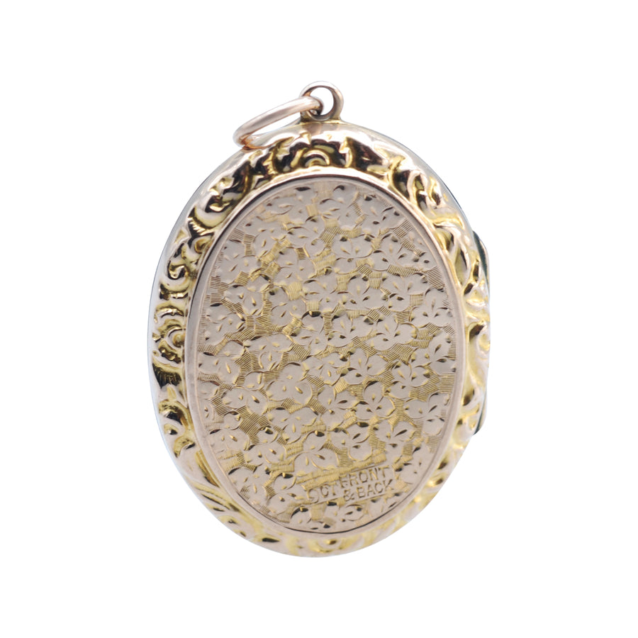 Antique 9ct Gold B+F Oval Engraved Locket.