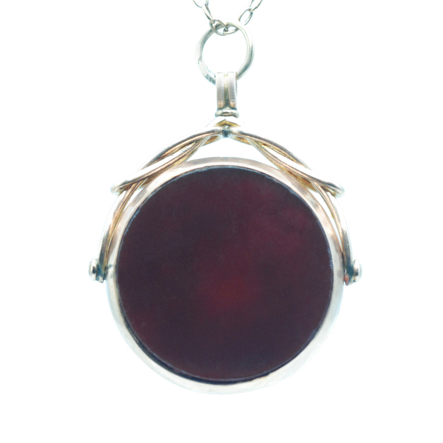 Antique 9ct Rose Gold, Carnelian and Bloodstone Swivel Fob.