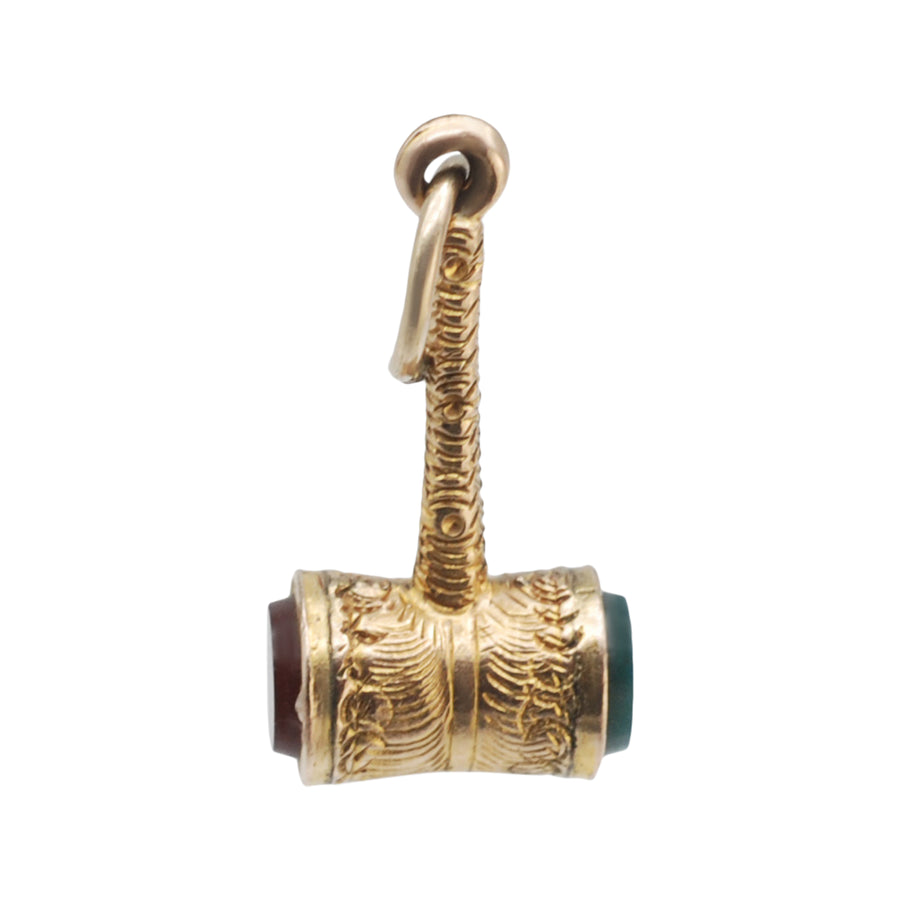Antique 9ct Gold and Agate Gavel Charm
