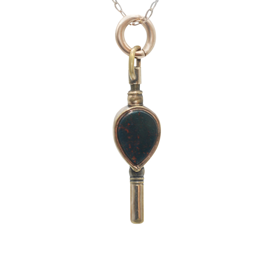 Antique Victorian 9ct Agate and Citrine Watch Key