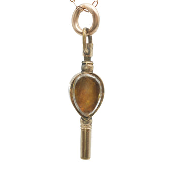 Antique Victorian 9ct Agate and Citrine Watch Key