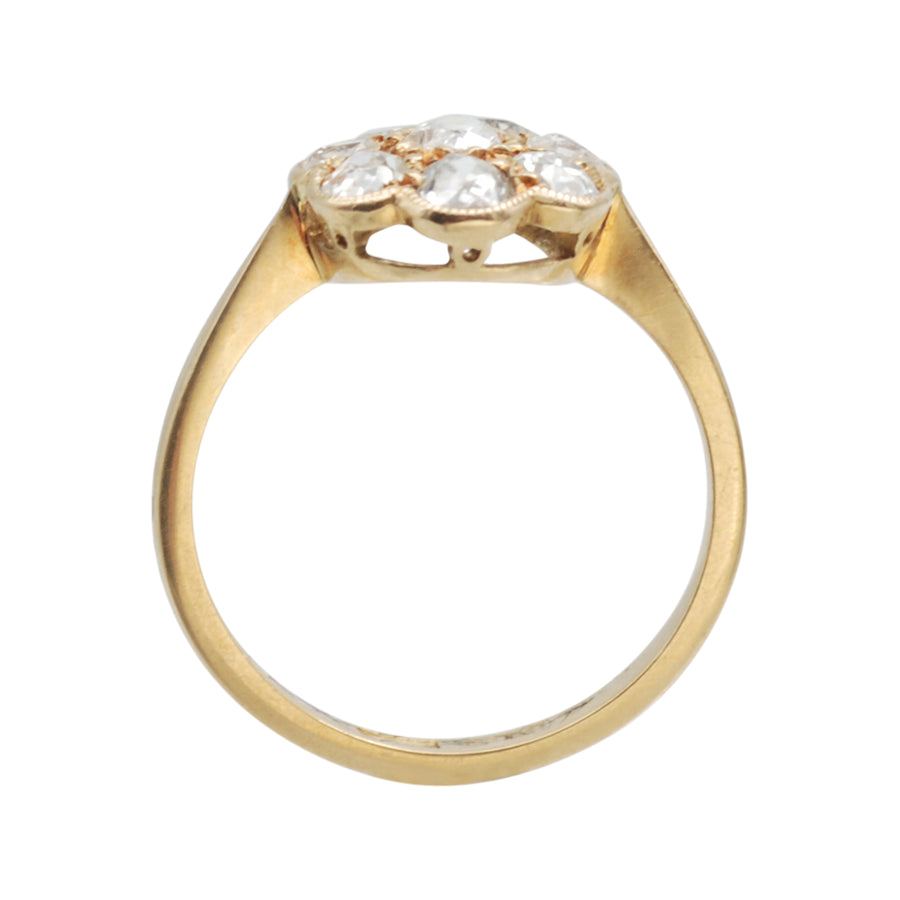 Antique Edwardian 18ct Gold Diamond Daisy Ring
