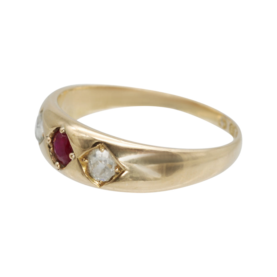 Antique 18ct Ruby and Diamond Gypsy Ring